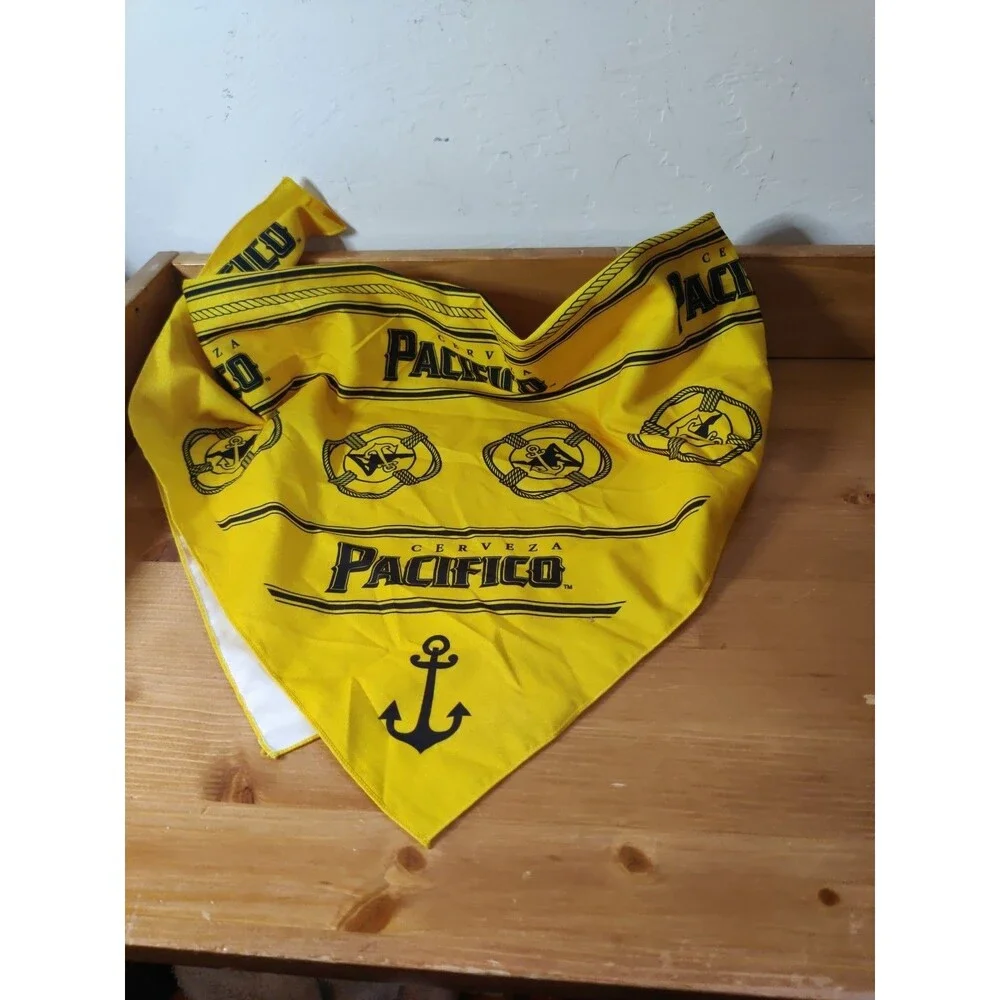 CERVEZA PACIFICO Mexican Beer Bandana Cinco De Mayo Yellow Black 22